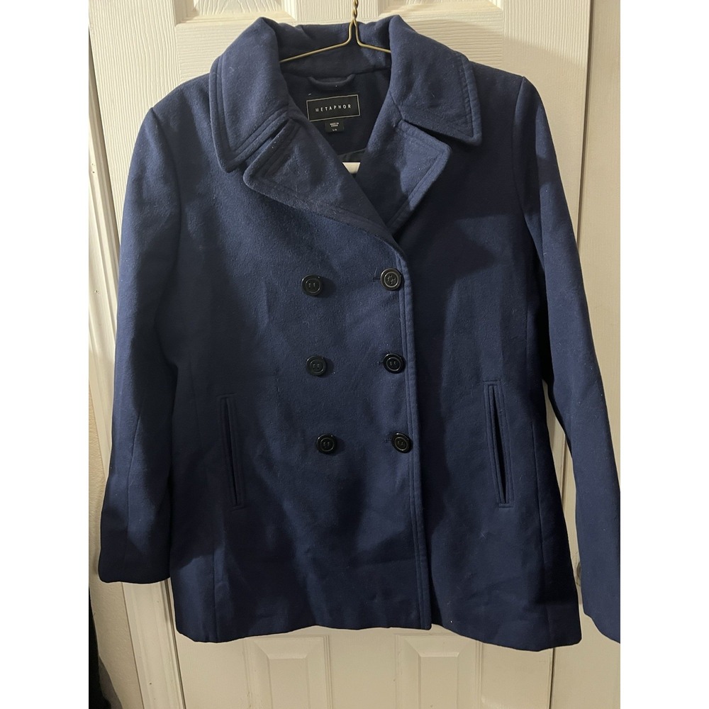 Ladies‎ Latge Metaphor Navy Pea Coat